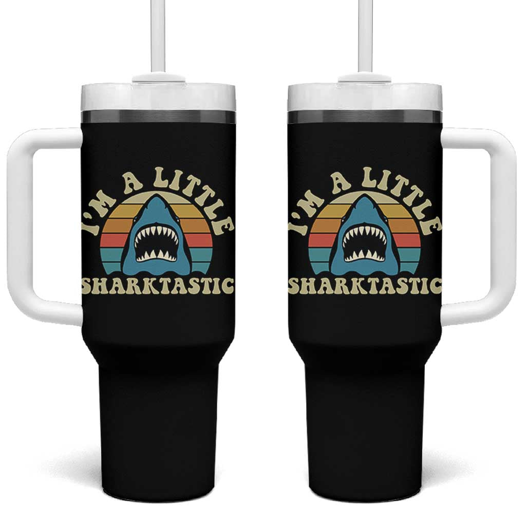 Im A Little Sharktastic Tumbler With Handle Vintage Shark Lover Week Gift
