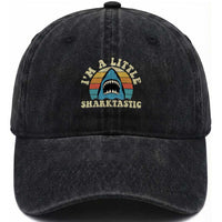 Im A Little Sharktastic Washed Cotton Baseball Cap Vintage Shark Lover Week Gift