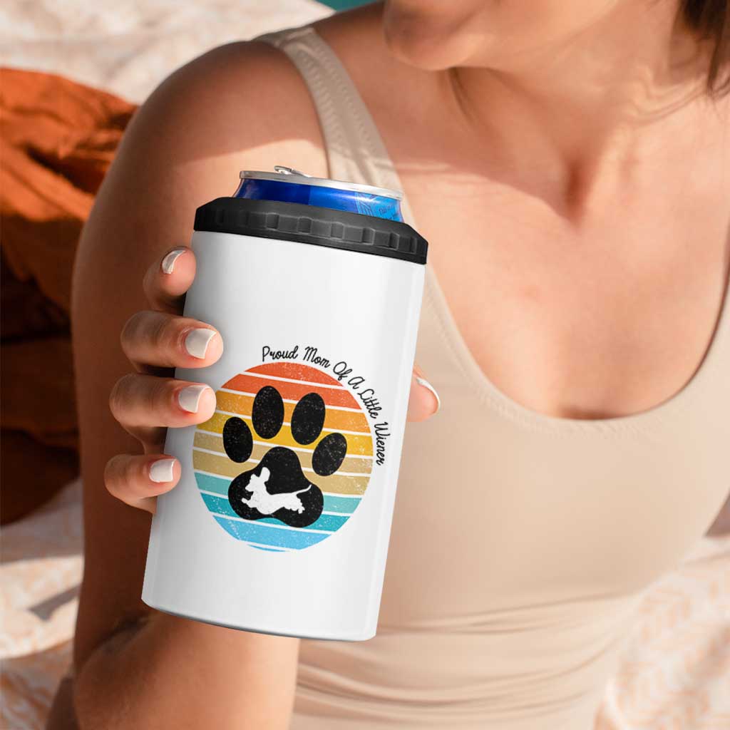 Dachshund Dog Mom 4 in 1 Can Cooler Tumbler Proud Mom Of A Little Wiener