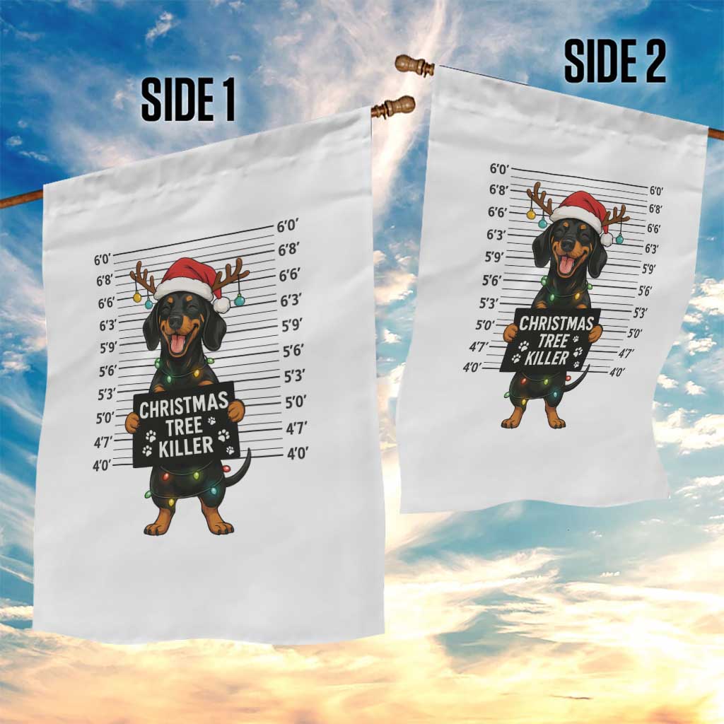 Christmas Dachshund Garden Flag Funny Christmas Tree Killer - Wonder Print Shop