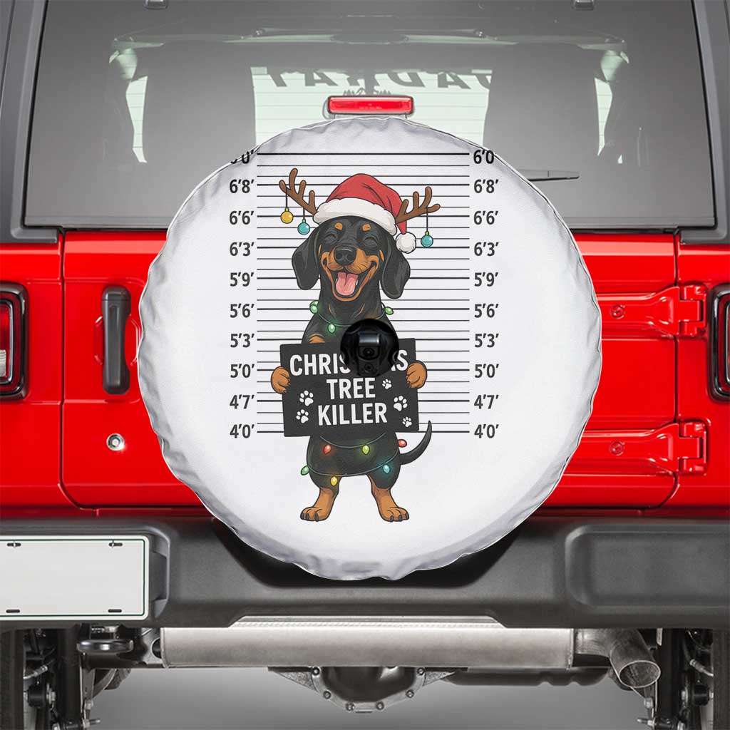 Christmas Dachshund Spare Tire Cover Funny Christmas Tree Killer - Wonder Print Shop