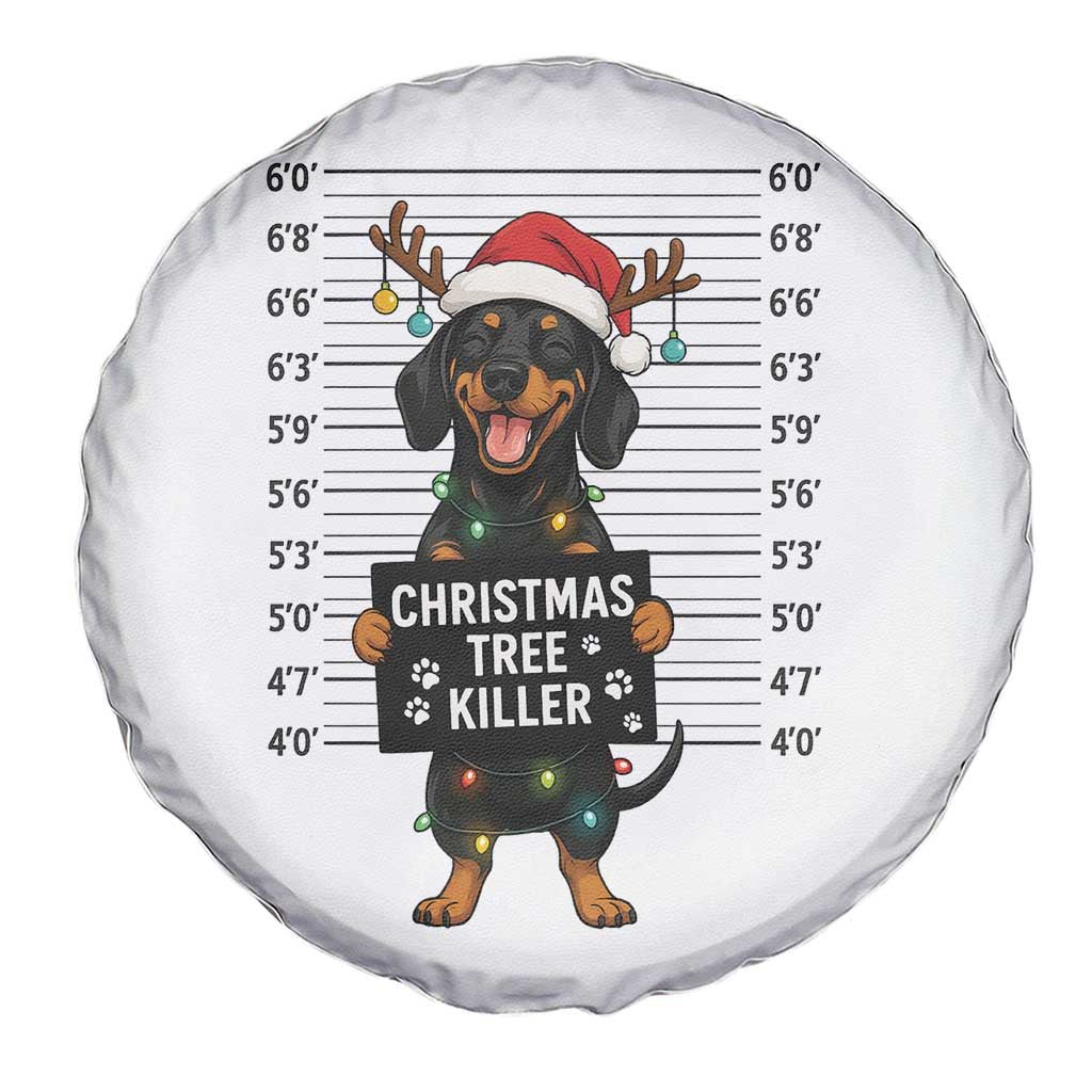 Christmas Dachshund Spare Tire Cover Funny Christmas Tree Killer - Wonder Print Shop
