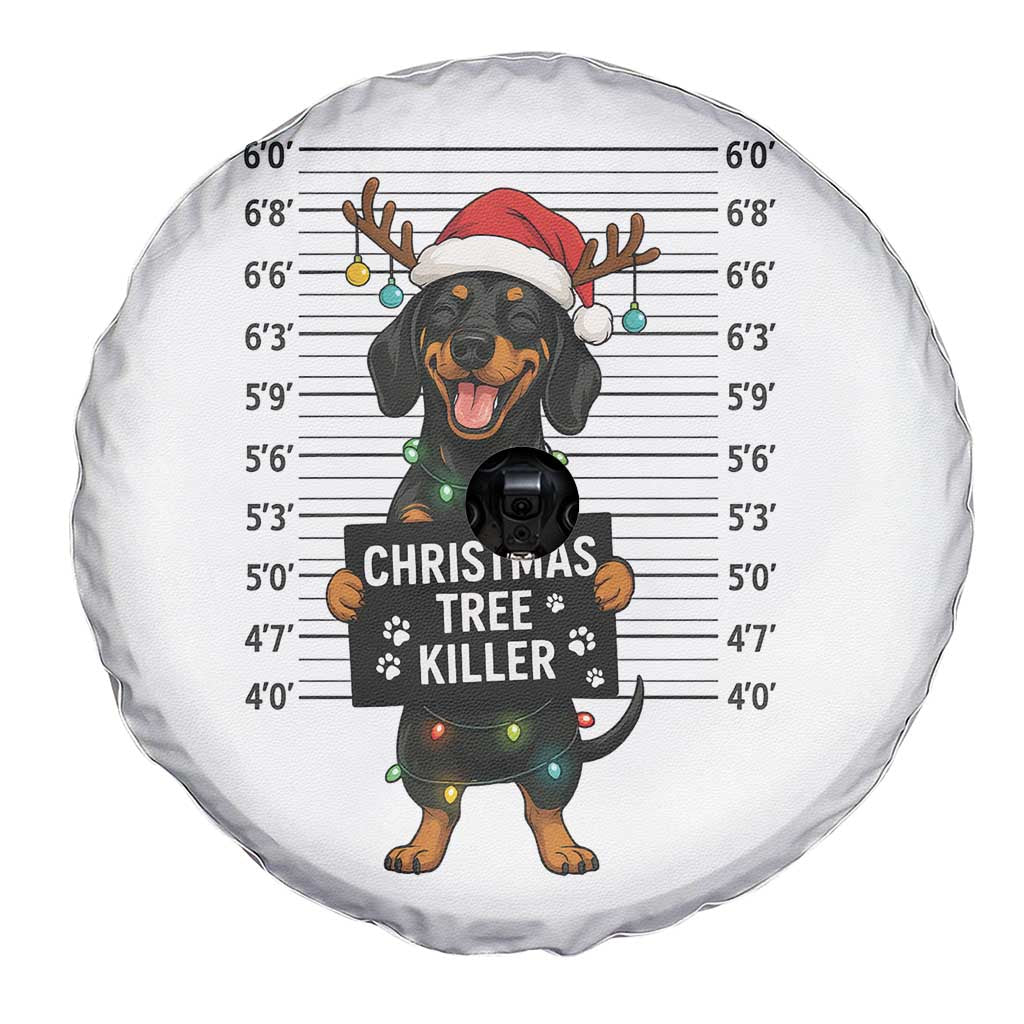 Christmas Dachshund Spare Tire Cover Funny Christmas Tree Killer - Wonder Print Shop