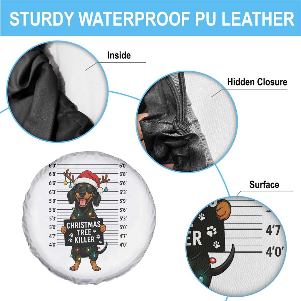 Christmas Dachshund Spare Tire Cover Funny Christmas Tree Killer - Wonder Print Shop