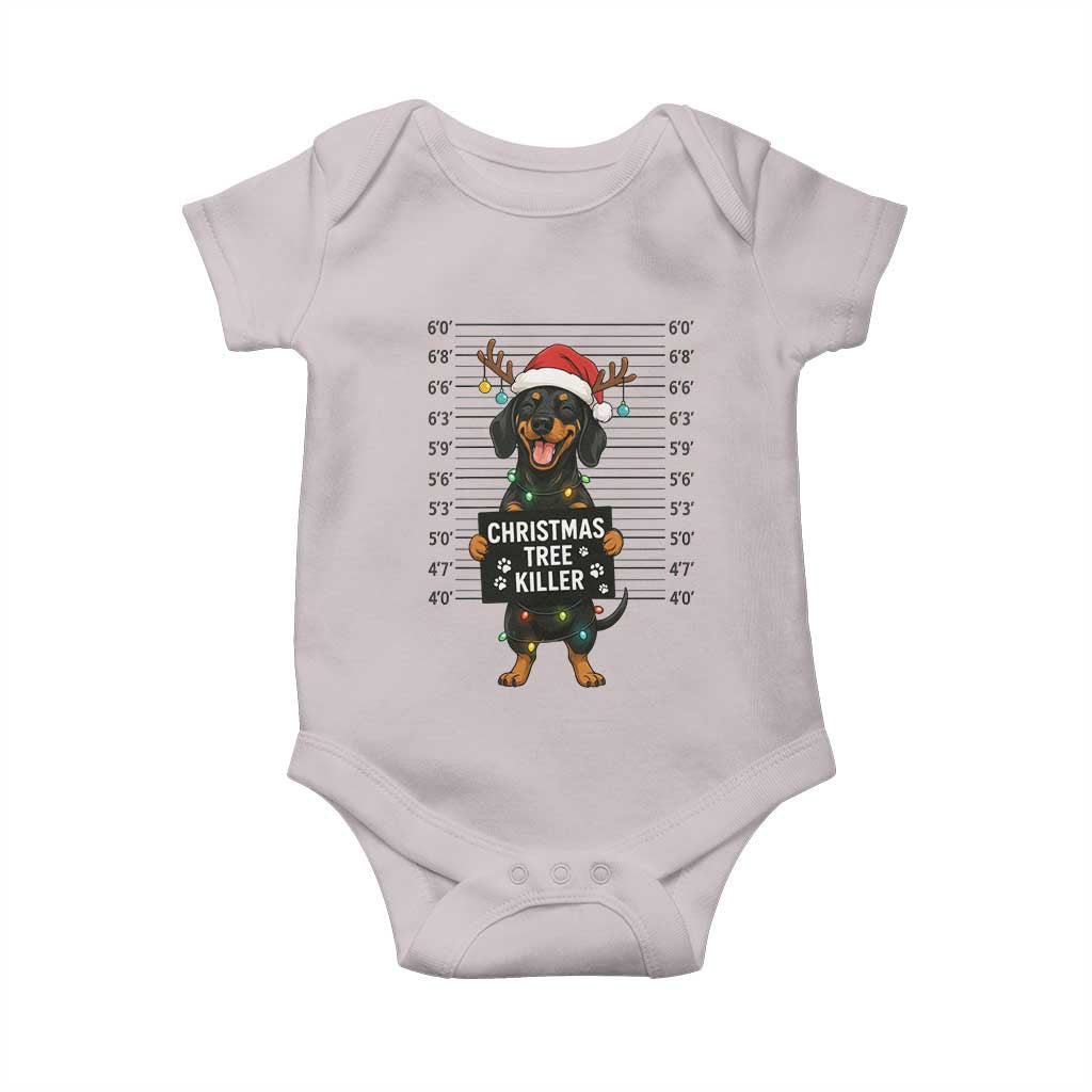 Christmas Dachshund Baby Onesie Funny Christmas Tree Killer - Wonder Print Shop