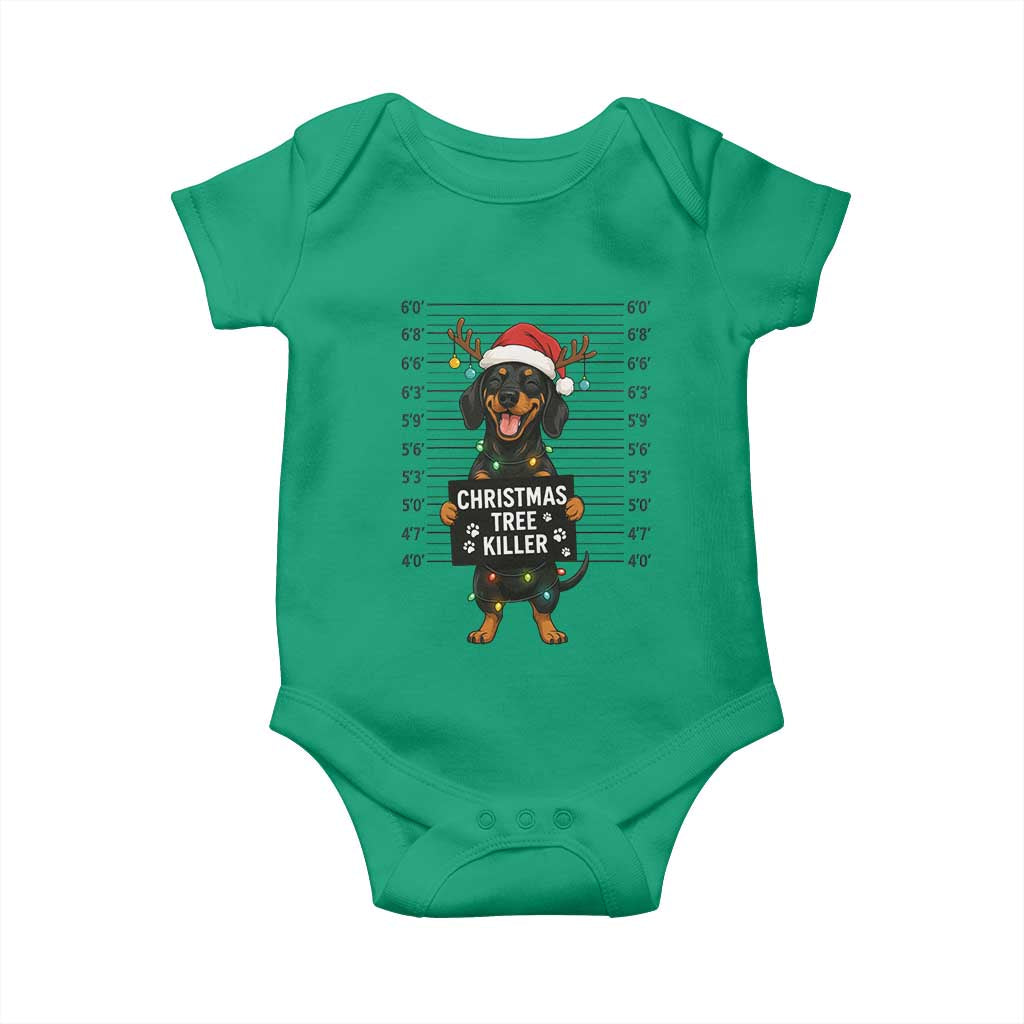 Christmas Dachshund Baby Onesie Funny Christmas Tree Killer - Wonder Print Shop