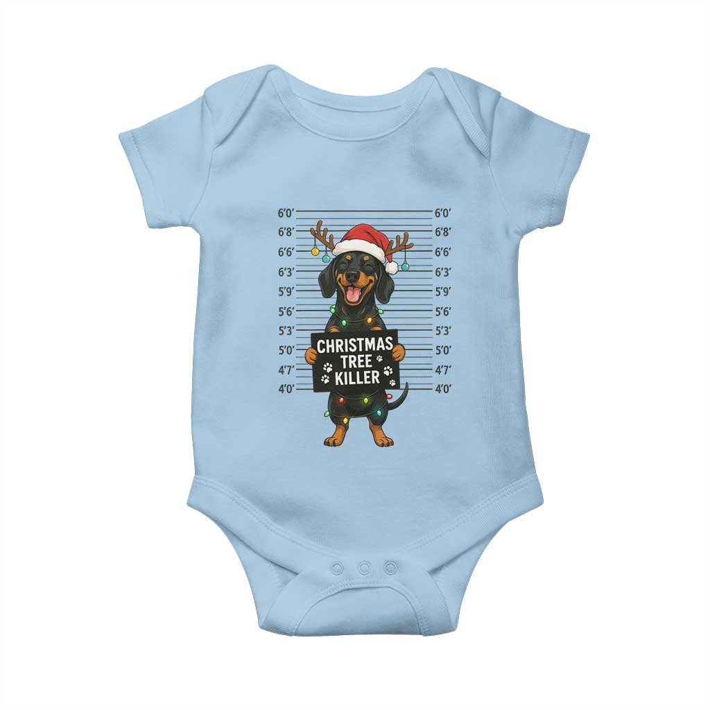Christmas Dachshund Baby Onesie Funny Christmas Tree Killer - Wonder Print Shop