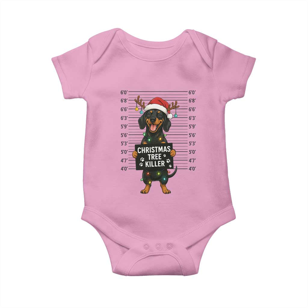 Christmas Dachshund Baby Onesie Funny Christmas Tree Killer - Wonder Print Shop