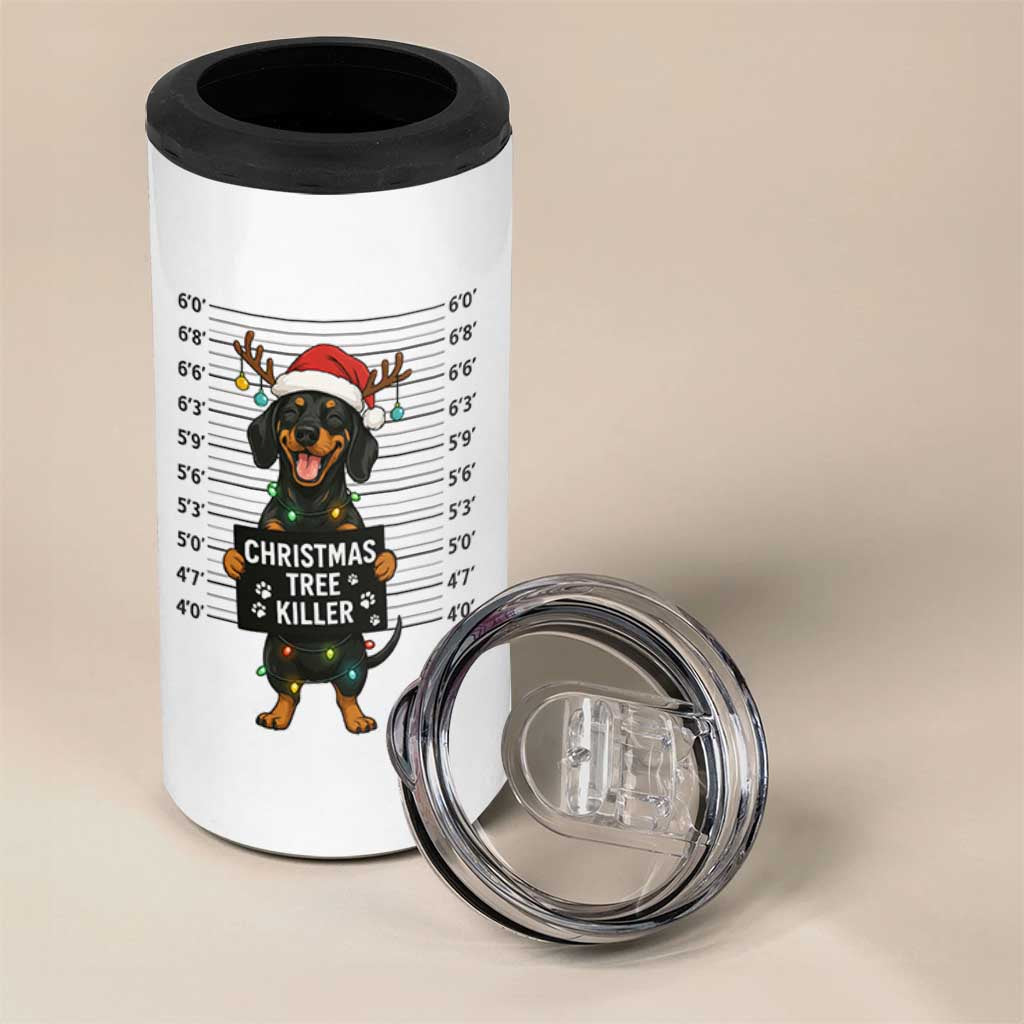 Christmas Dachshund 4 in 1 Can Cooler Tumbler Funny Christmas Tree Killer