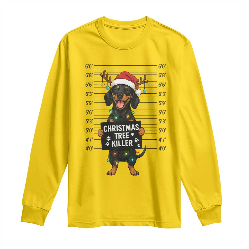 Christmas Dachshund Long Sleeve Shirt Funny Christmas Tree Killer - Wonder Print Shop