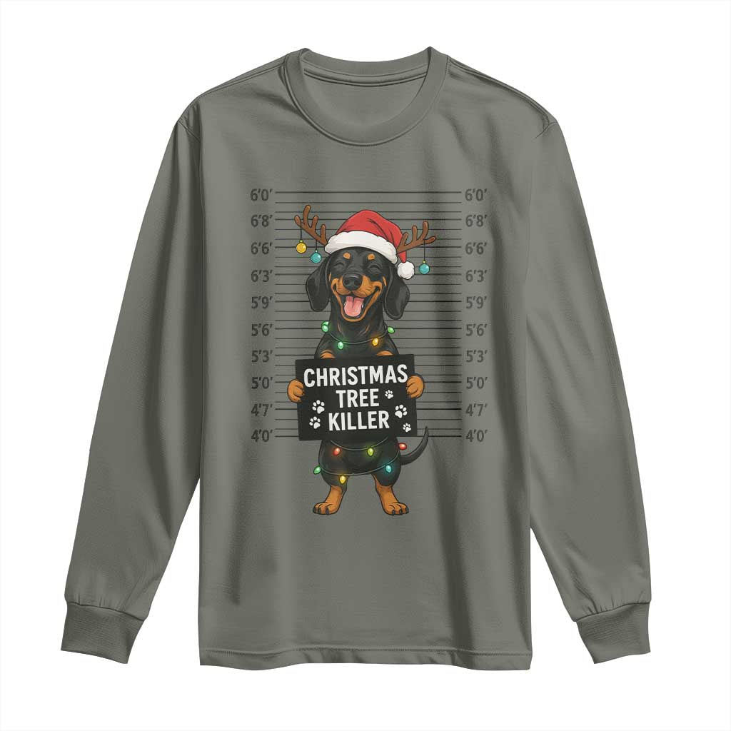 Christmas Dachshund Long Sleeve Shirt Funny Christmas Tree Killer - Wonder Print Shop