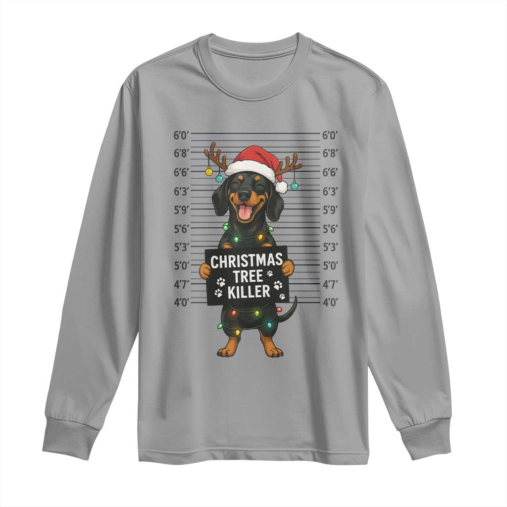 Christmas Dachshund Long Sleeve Shirt Funny Christmas Tree Killer - Wonder Print Shop