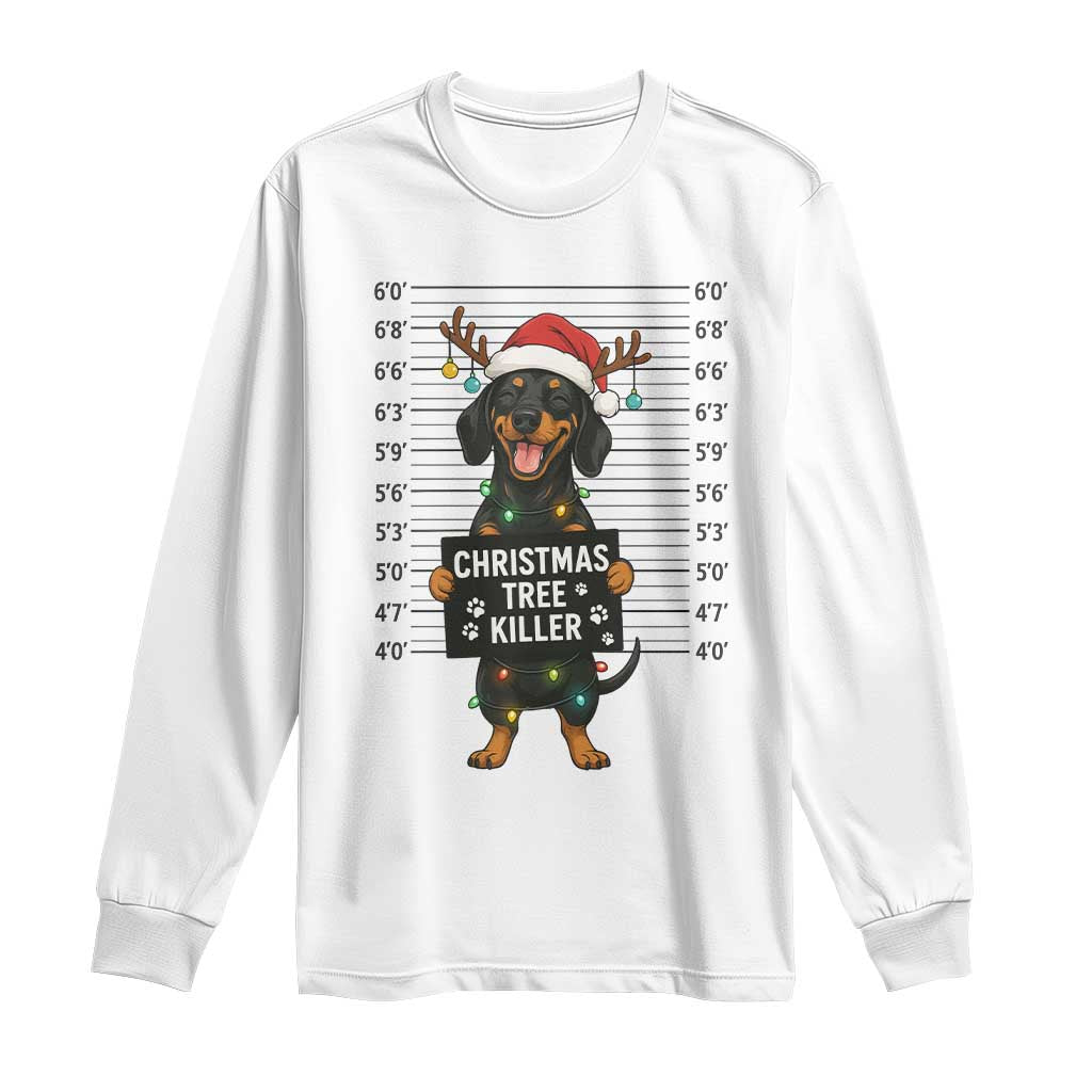 Christmas Dachshund Long Sleeve Shirt Funny Christmas Tree Killer - Wonder Print Shop