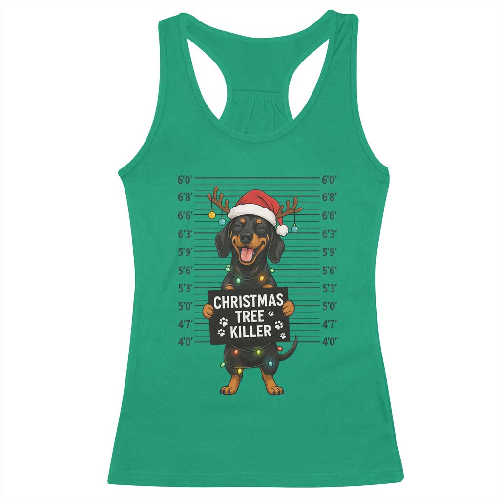 Christmas Dachshund Racerback Tank Top Funny Christmas Tree Killer - Wonder Print Shop