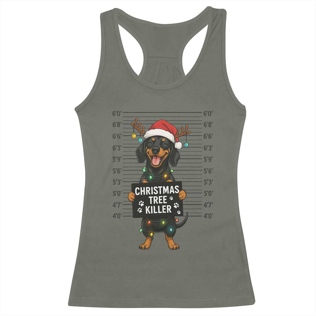 Christmas Dachshund Racerback Tank Top Funny Christmas Tree Killer - Wonder Print Shop