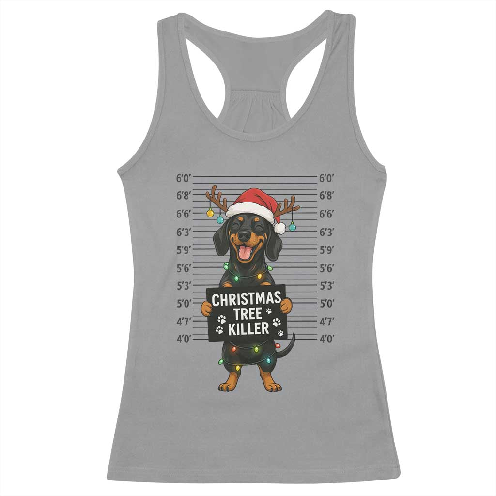 Christmas Dachshund Racerback Tank Top Funny Christmas Tree Killer - Wonder Print Shop