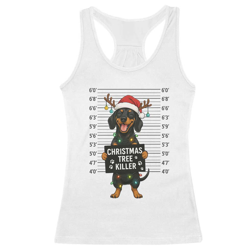 Christmas Dachshund Racerback Tank Top Funny Christmas Tree Killer - Wonder Print Shop