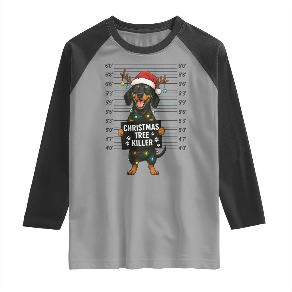 Christmas Dachshund Raglan Shirt Funny Christmas Tree Killer - Wonder Print Shop