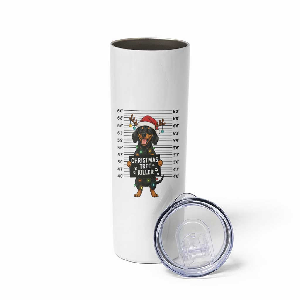 Christmas Dachshund Skinny Tumbler Funny Christmas Tree Killer
