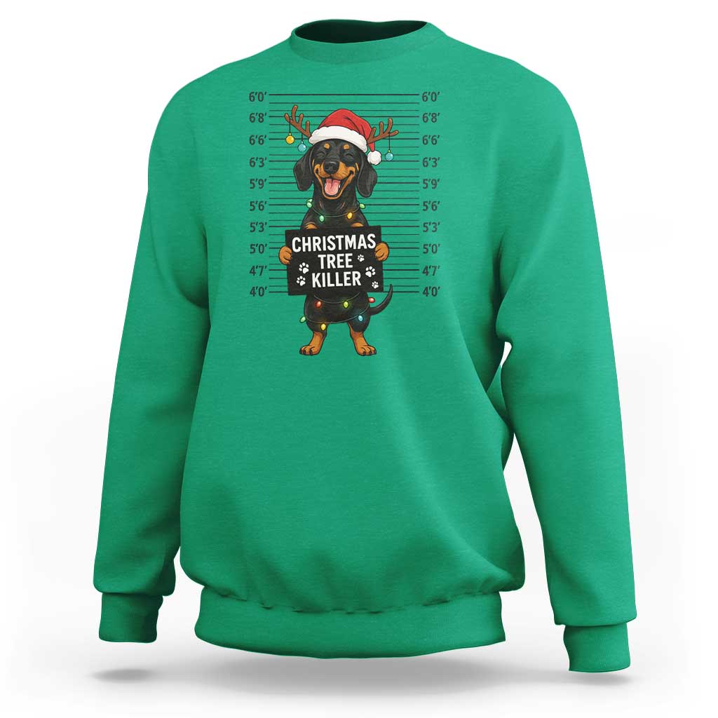Christmas Dachshund Sweatshirt Funny Christmas Tree Killer - Wonder Print Shop
