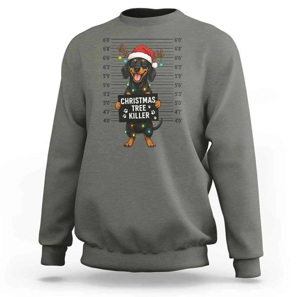 Christmas Dachshund Sweatshirt Funny Christmas Tree Killer - Wonder Print Shop