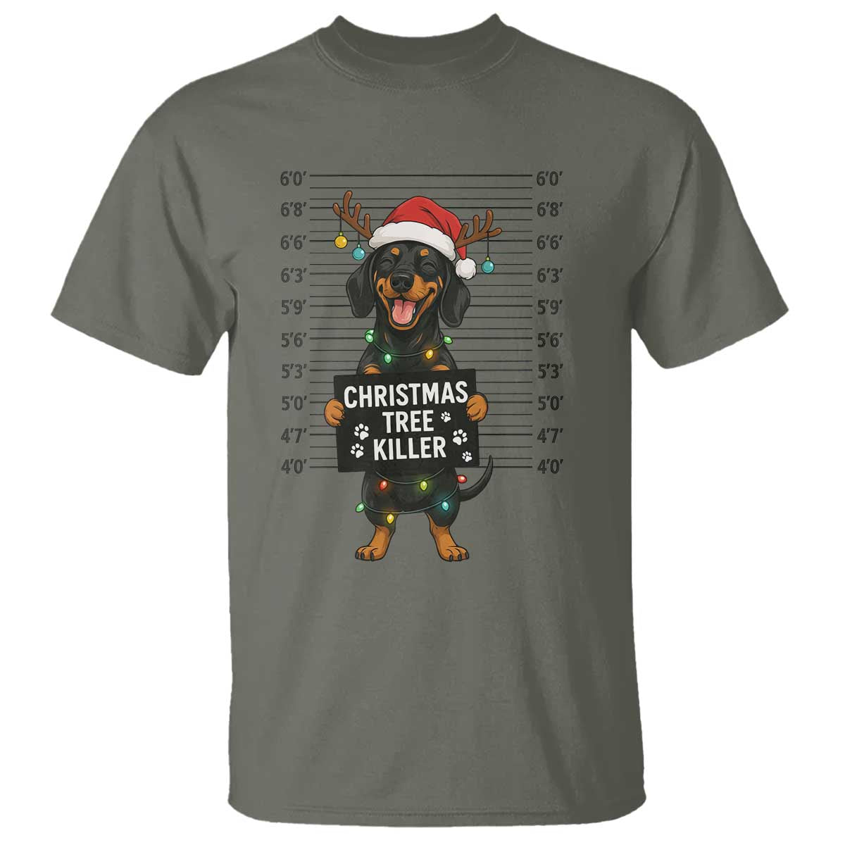 Christmas Dachshund T Shirt Funny Christmas Tree Killer - Wonder Print Shop
