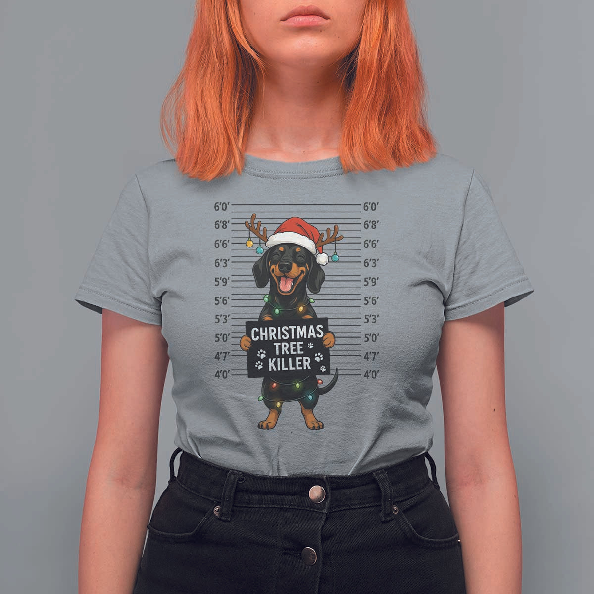 Christmas Dachshund T Shirt For Women Funny Christmas Tree Killer - Wonder Print Shop