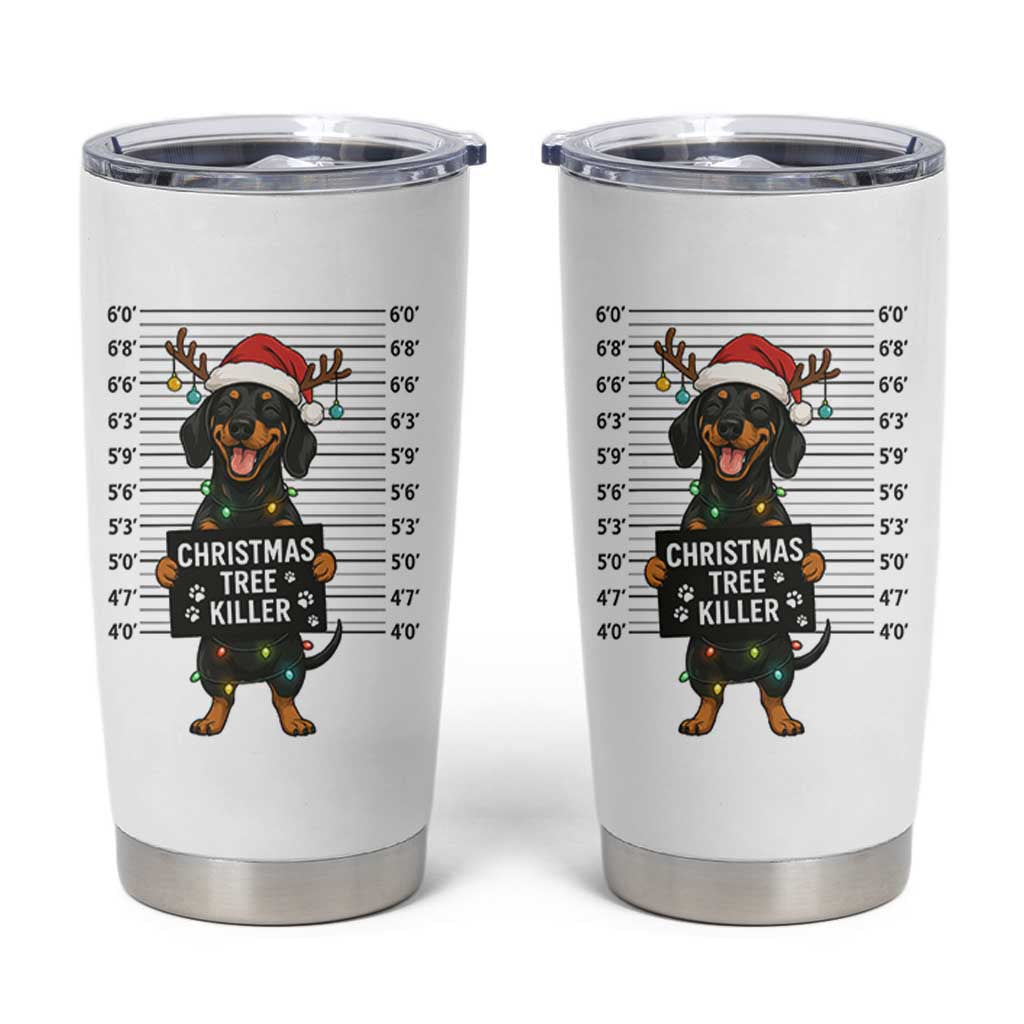 Christmas Dachshund Tumbler Cup Funny Christmas Tree Killer
