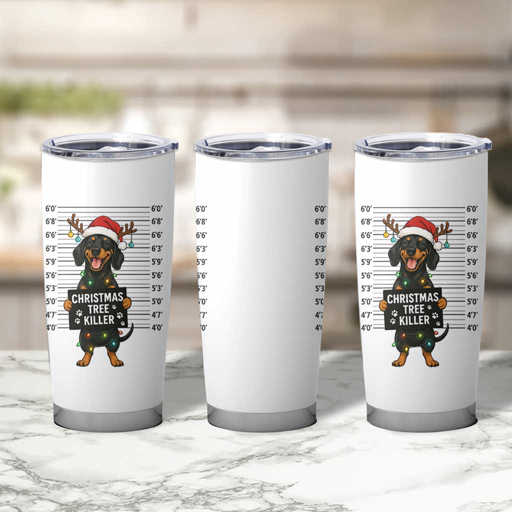 Christmas Dachshund Tumbler Cup Funny Christmas Tree Killer