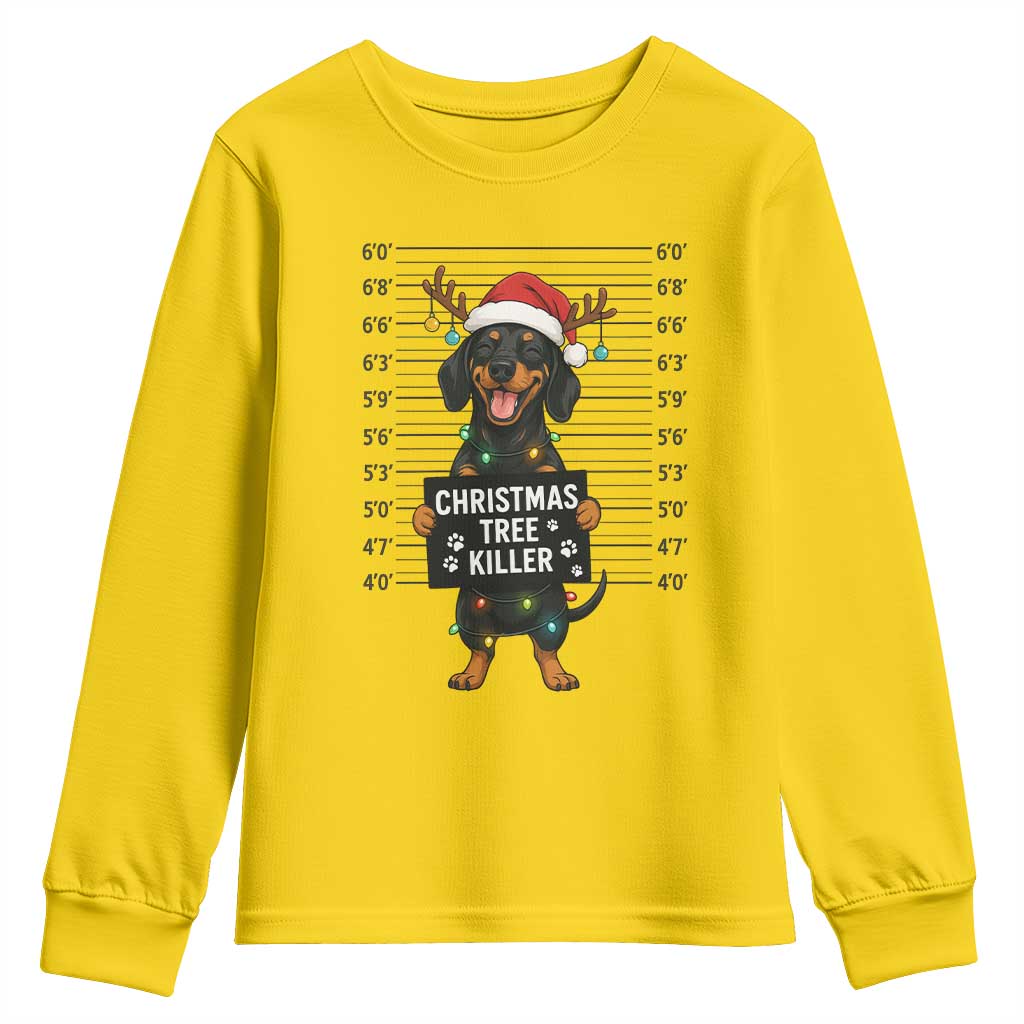 Christmas Dachshund Youth Sweatshirt Funny Christmas Tree Killer - Wonder Print Shop