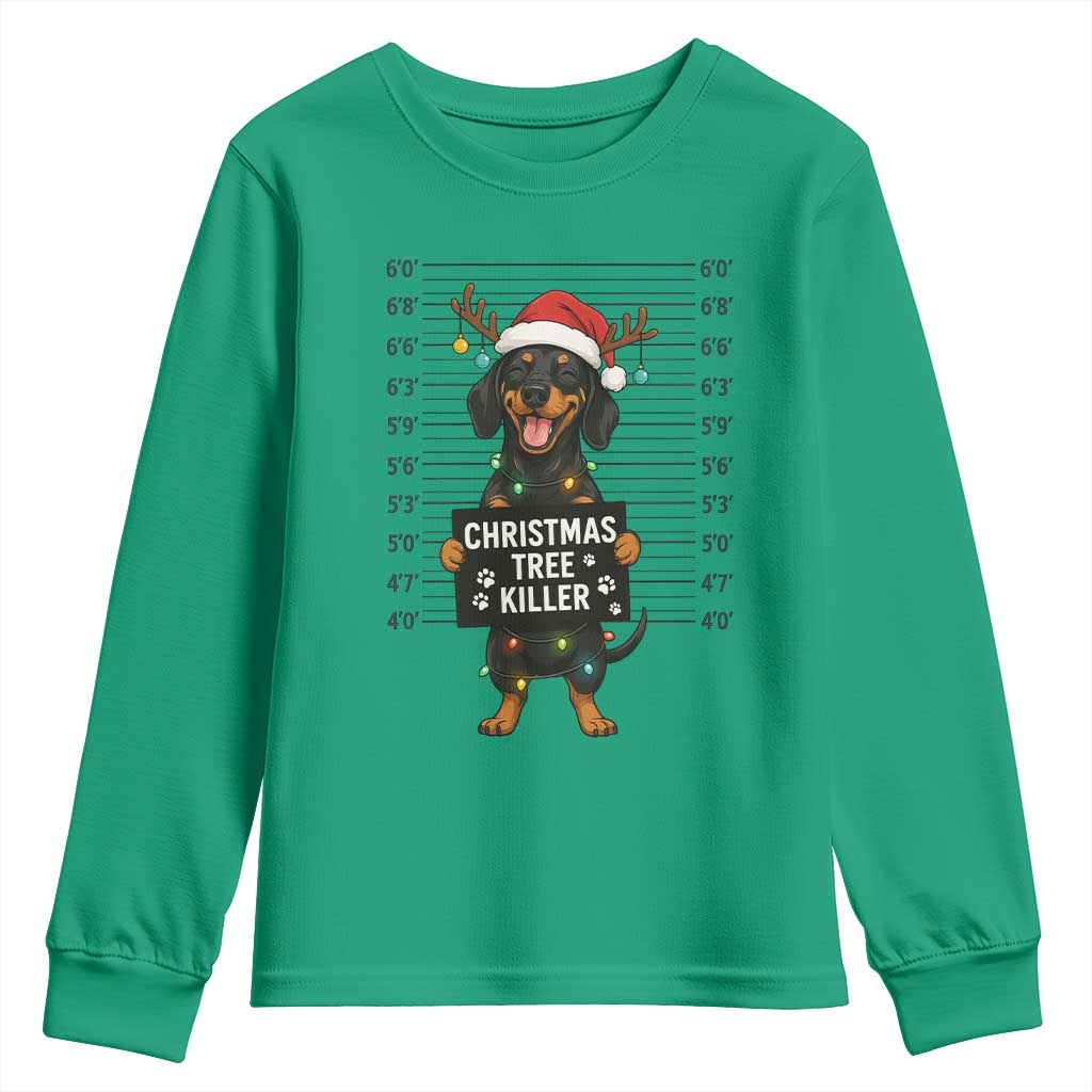 Christmas Dachshund Youth Sweatshirt Funny Christmas Tree Killer - Wonder Print Shop