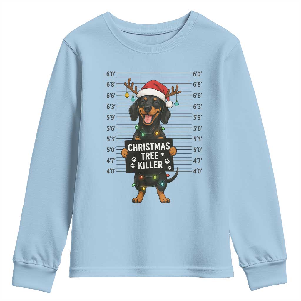 Christmas Dachshund Youth Sweatshirt Funny Christmas Tree Killer - Wonder Print Shop