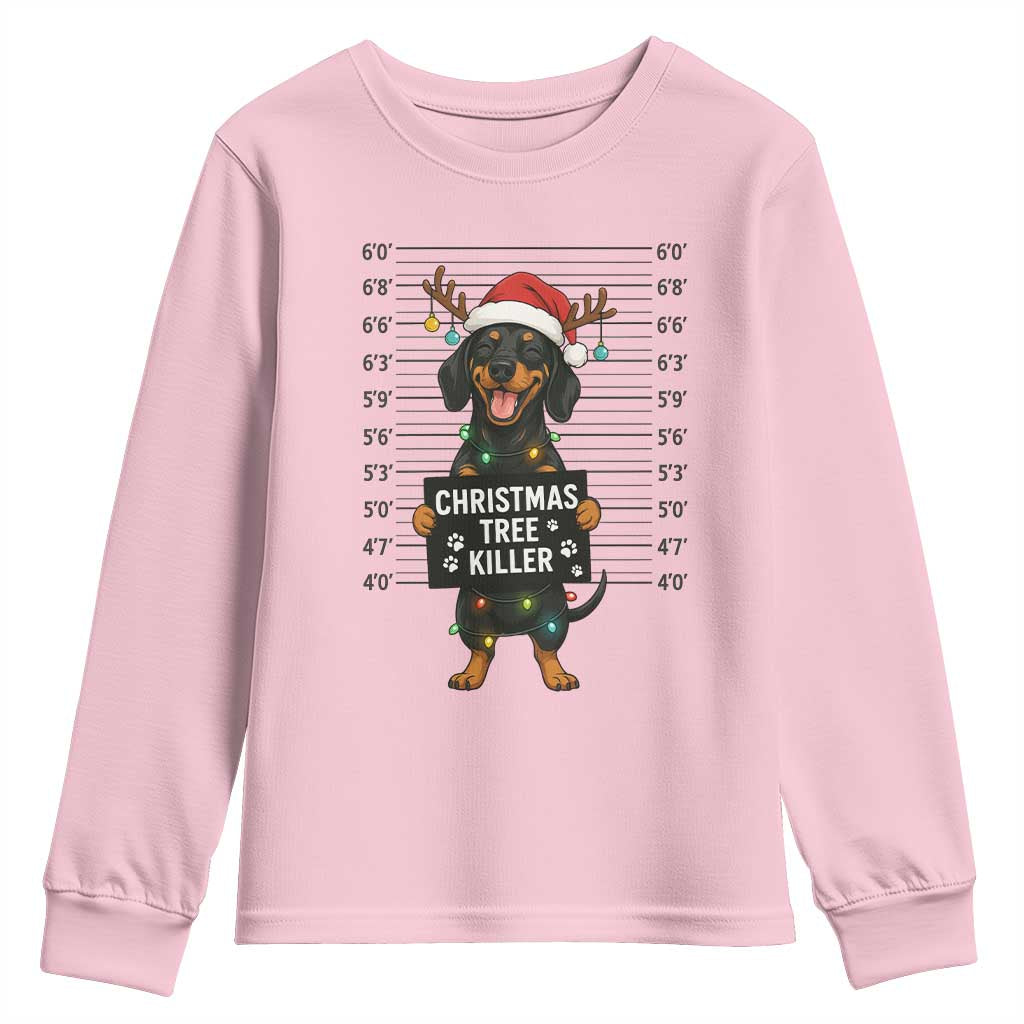 Christmas Dachshund Youth Sweatshirt Funny Christmas Tree Killer - Wonder Print Shop