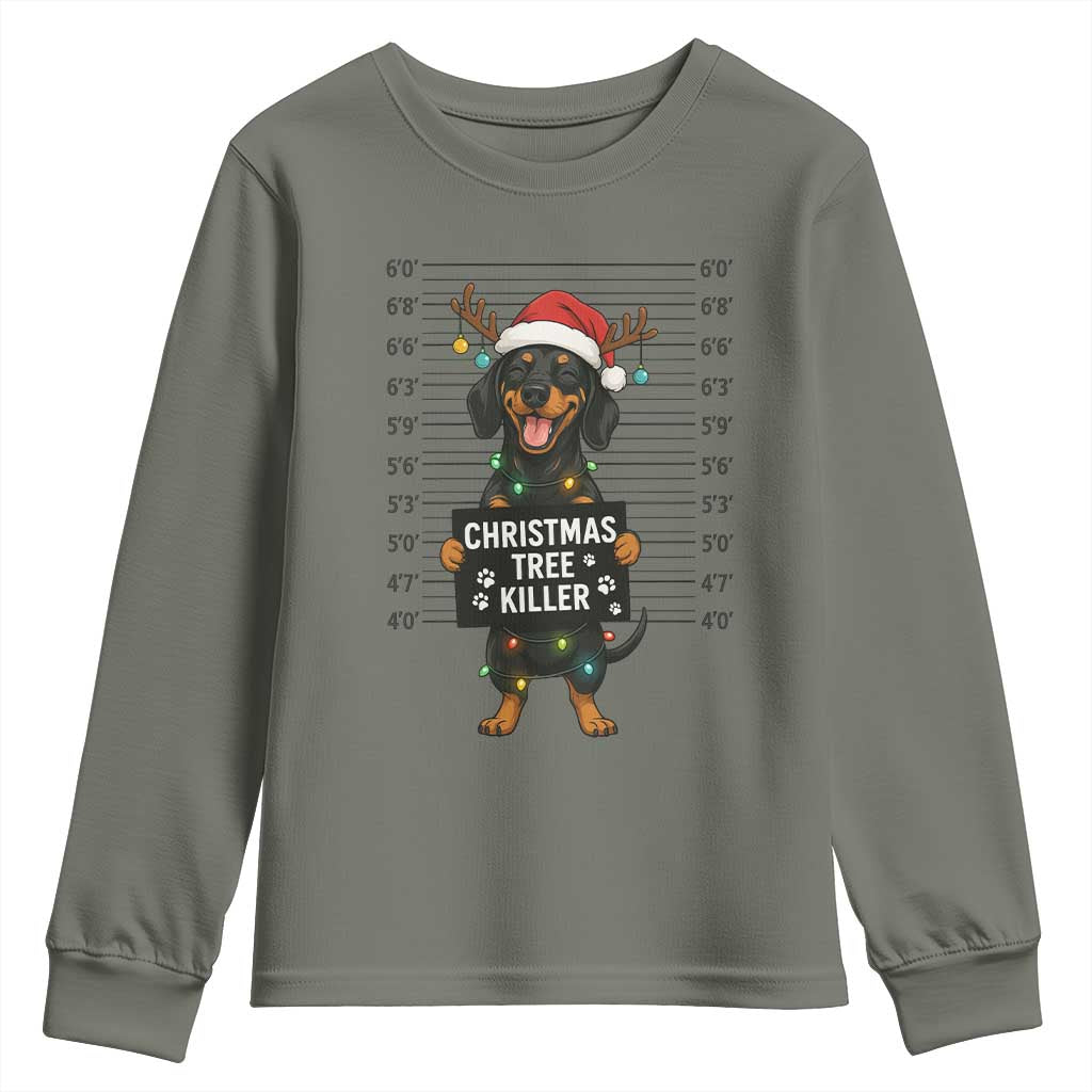 Christmas Dachshund Youth Sweatshirt Funny Christmas Tree Killer - Wonder Print Shop