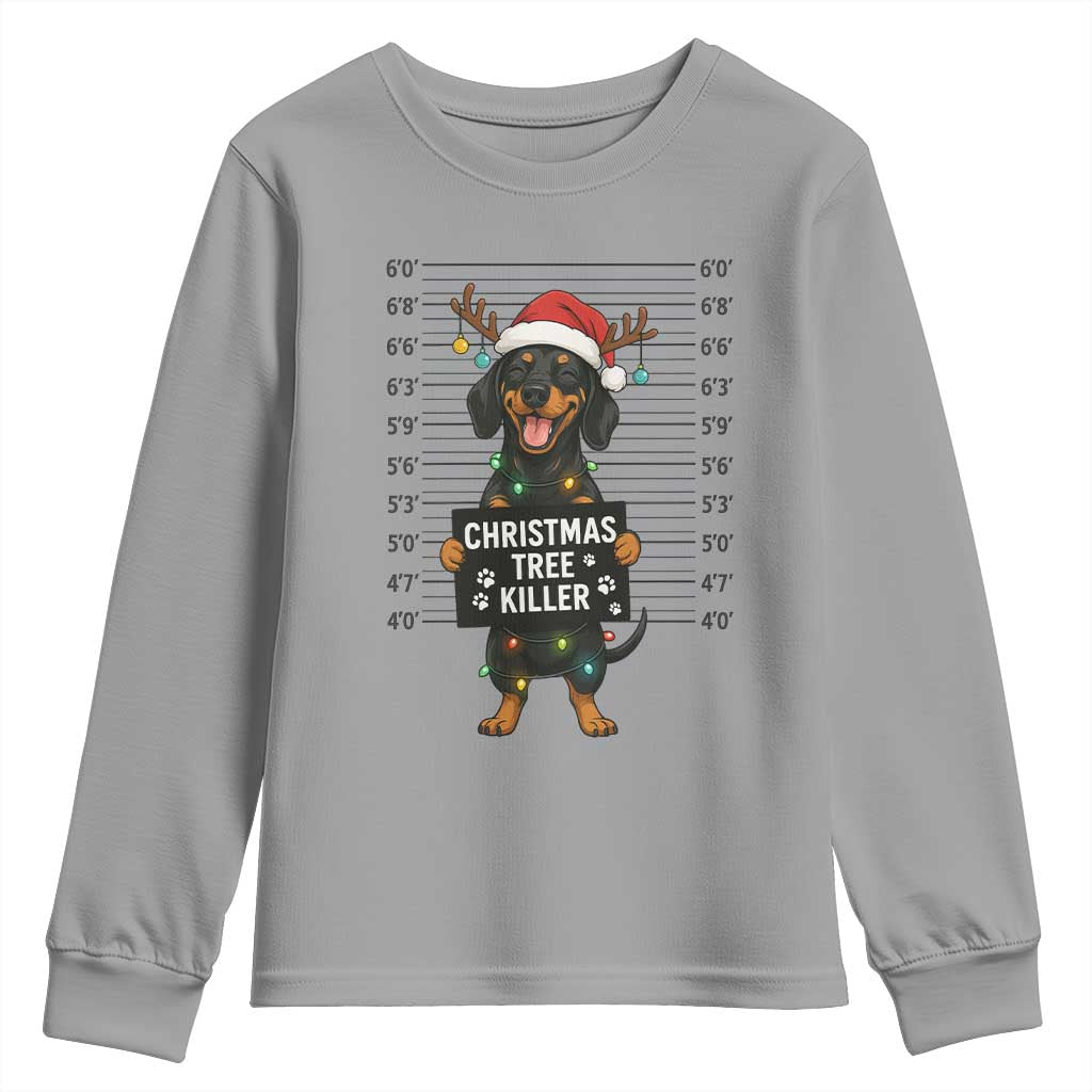 Christmas Dachshund Youth Sweatshirt Funny Christmas Tree Killer - Wonder Print Shop