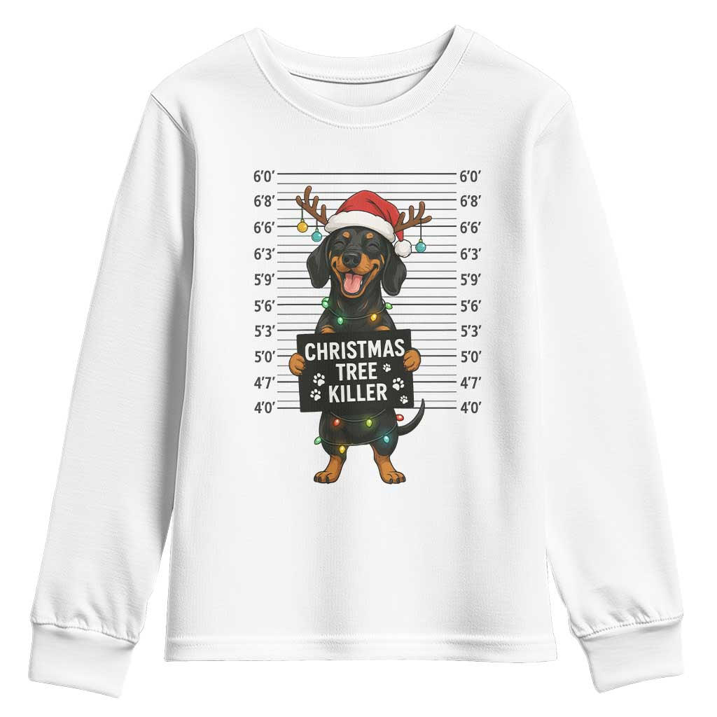 Christmas Dachshund Youth Sweatshirt Funny Christmas Tree Killer - Wonder Print Shop