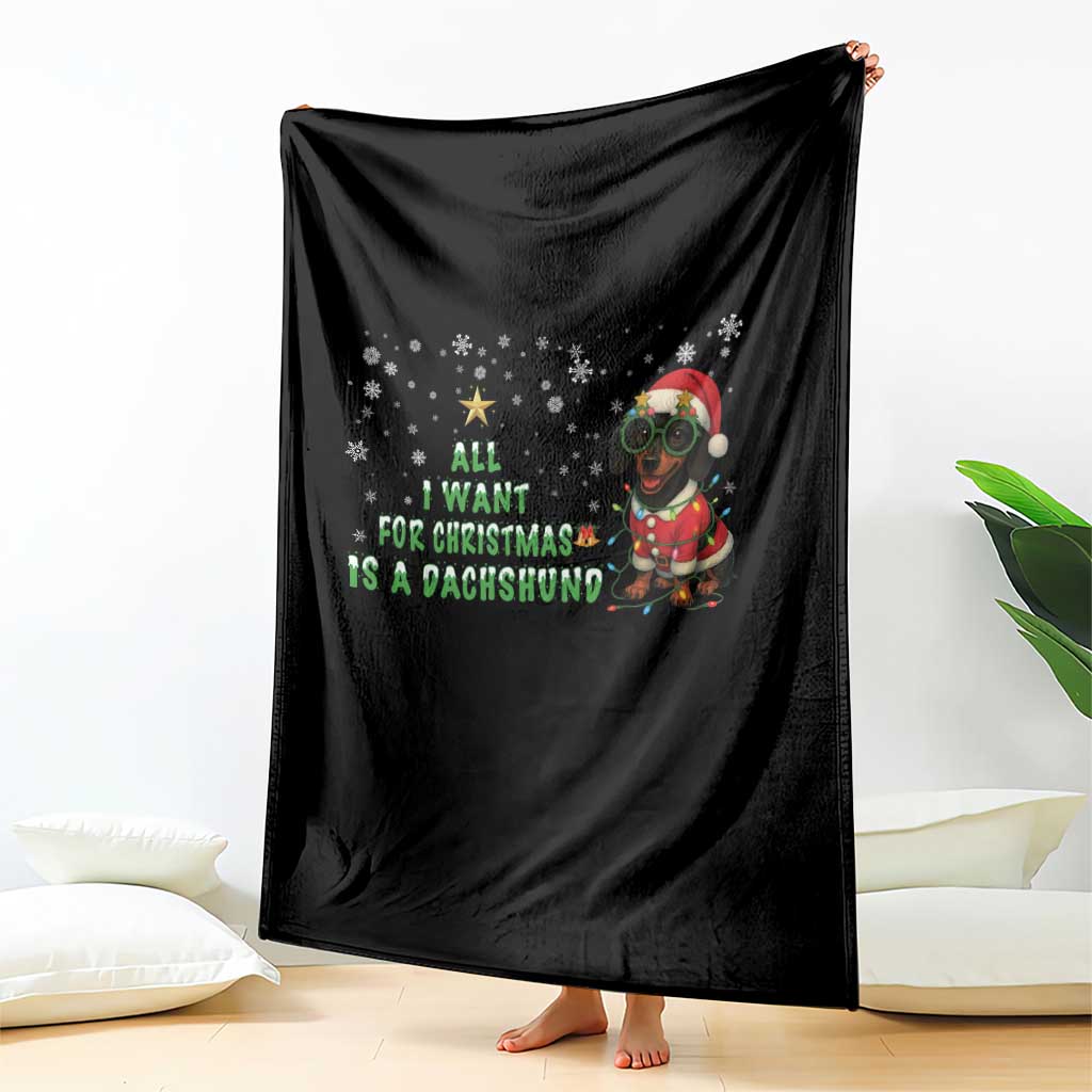 Christmas Dachshund Throw Blanket All I Want For Christmas Is A Dachshund - Wonder Print Shop