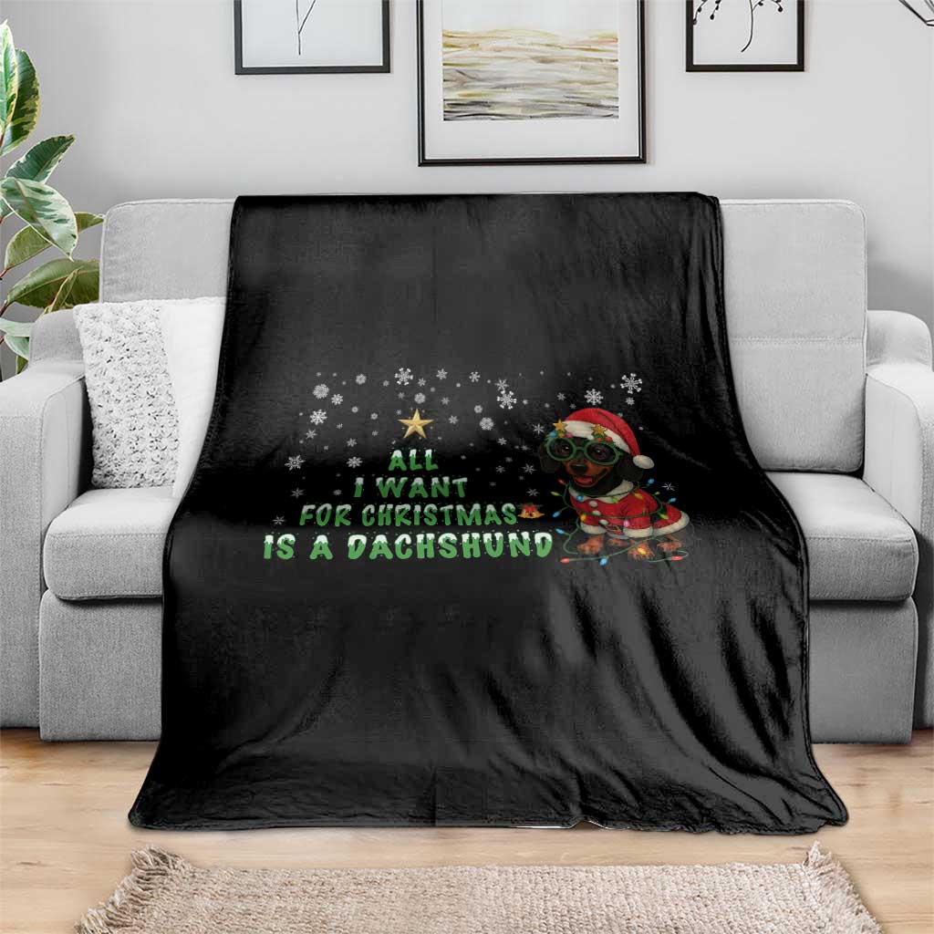 Christmas Dachshund Throw Blanket All I Want For Christmas Is A Dachshund - Wonder Print Shop