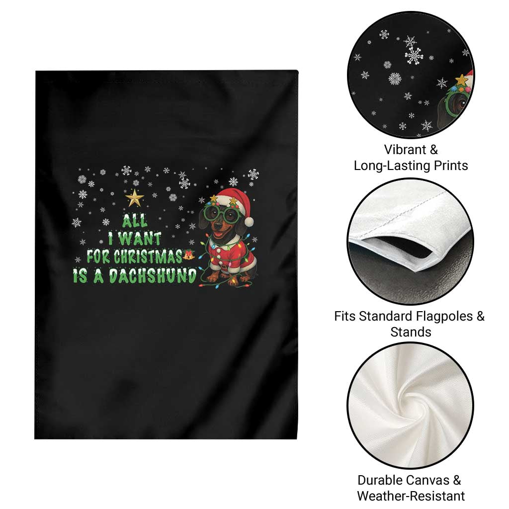 Christmas Dachshund Garden Flag All I Want For Christmas Is A Dachshund - Wonder Print Shop