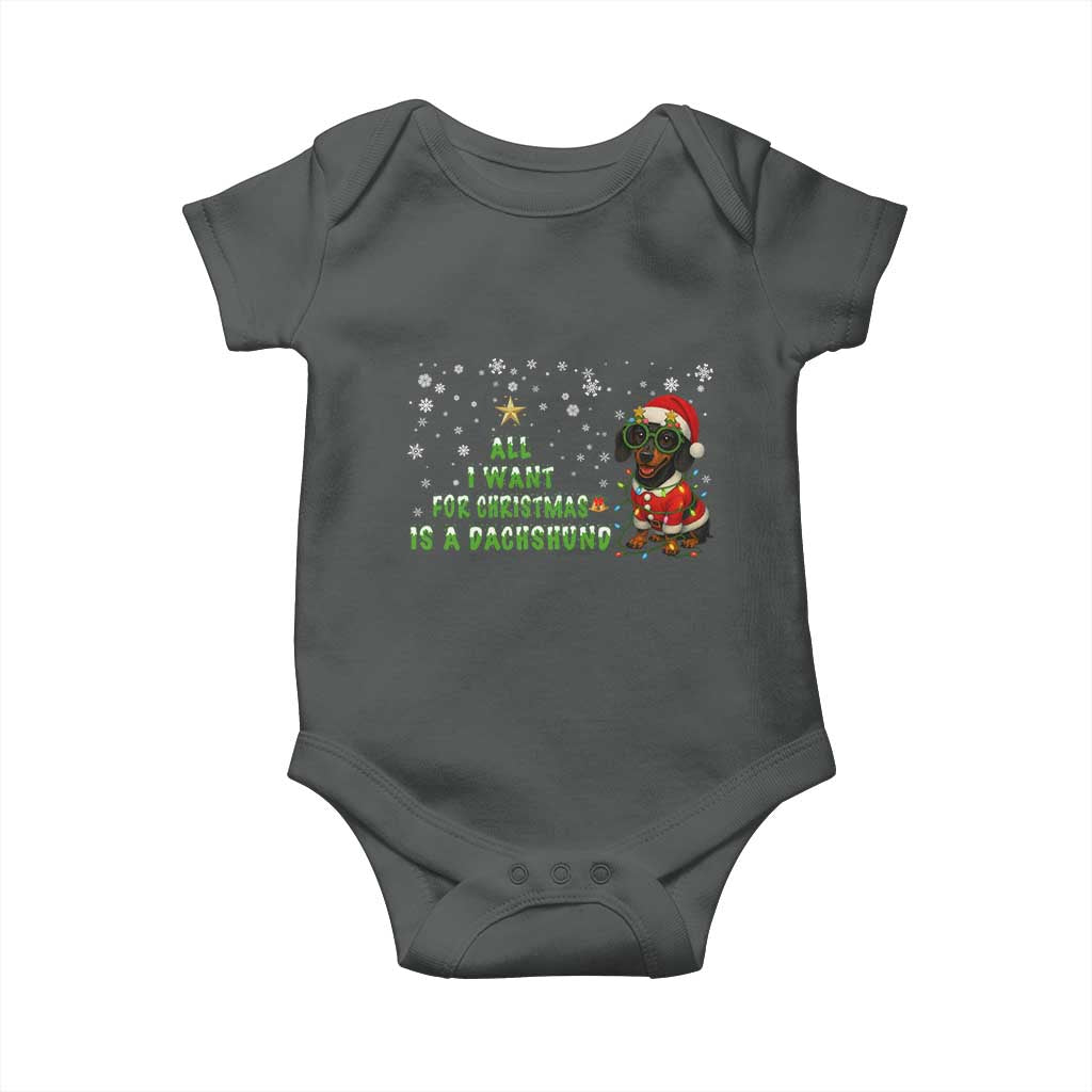 Christmas Dachshund Baby Onesie All I Want For Christmas Is A Dachshund - Wonder Print Shop