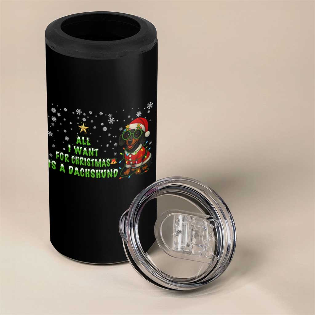 Christmas Dachshund 4 in 1 Can Cooler Tumbler All I Want For Christmas Is A Dachshund