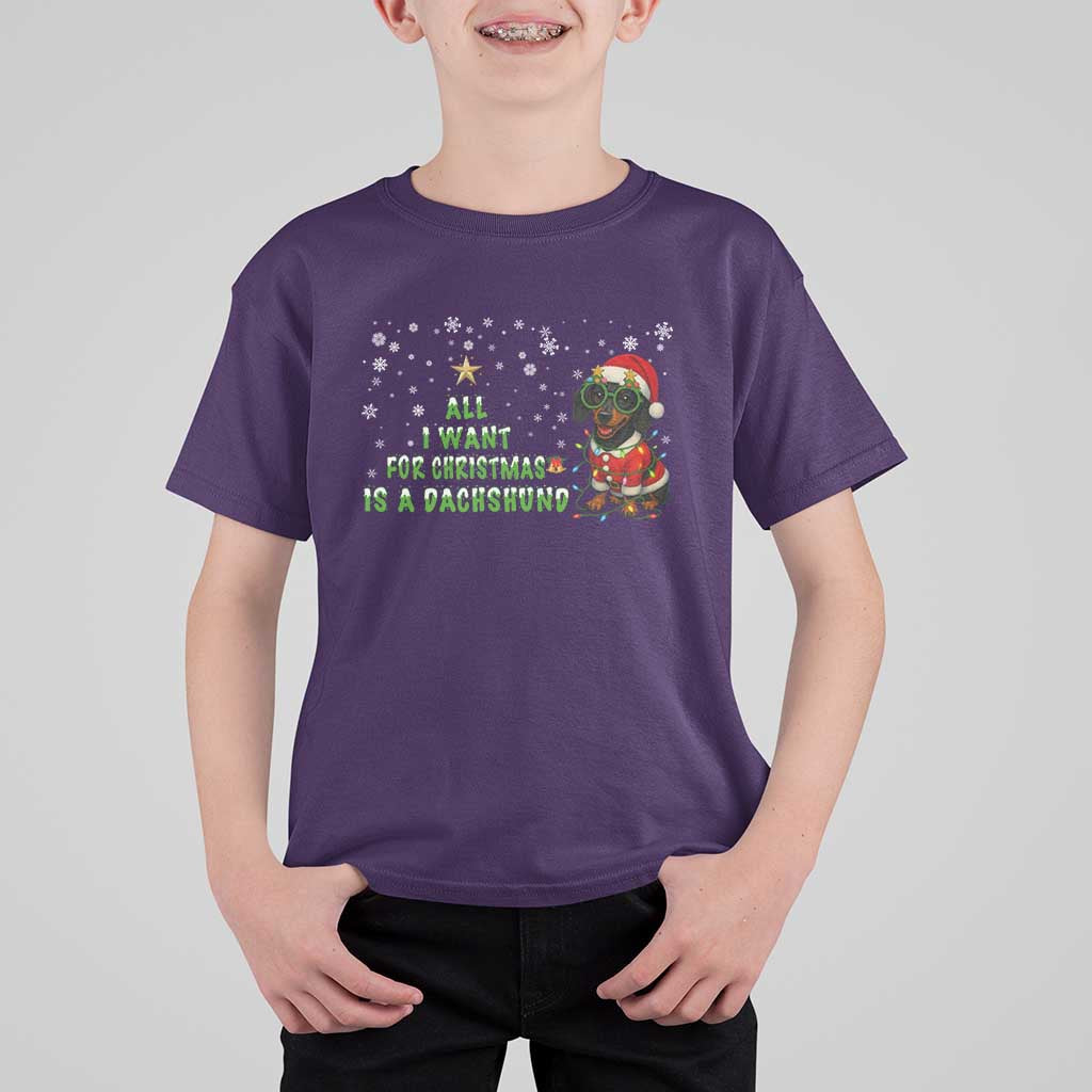 Christmas Dachshund T Shirt For Kid All I Want For Christmas Is A Dachshund - Wonder Print Shop