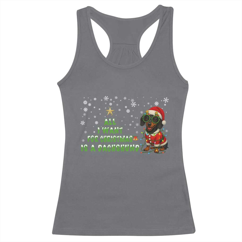 Christmas Dachshund Racerback Tank Top All I Want For Christmas Is A Dachshund - Wonder Print Shop