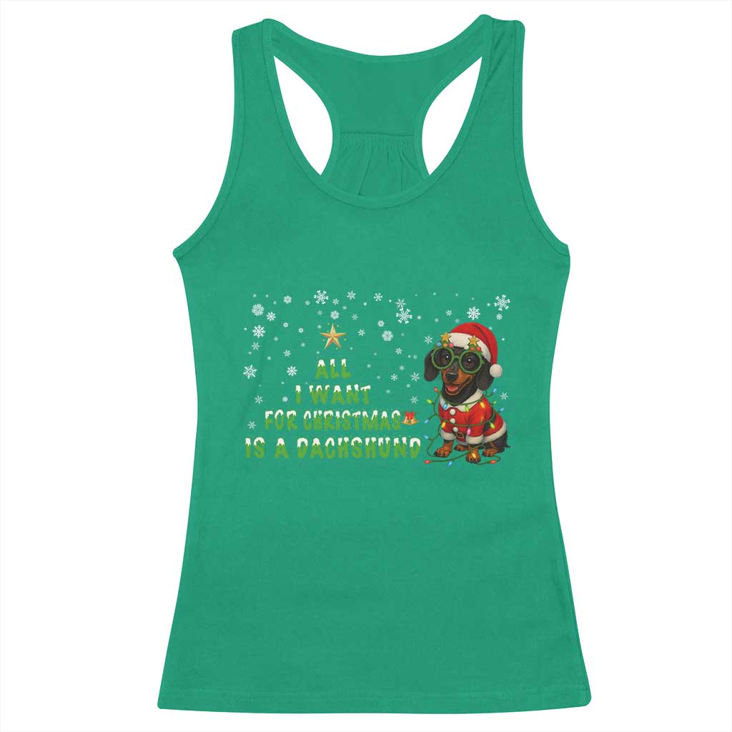 Christmas Dachshund Racerback Tank Top All I Want For Christmas Is A Dachshund - Wonder Print Shop