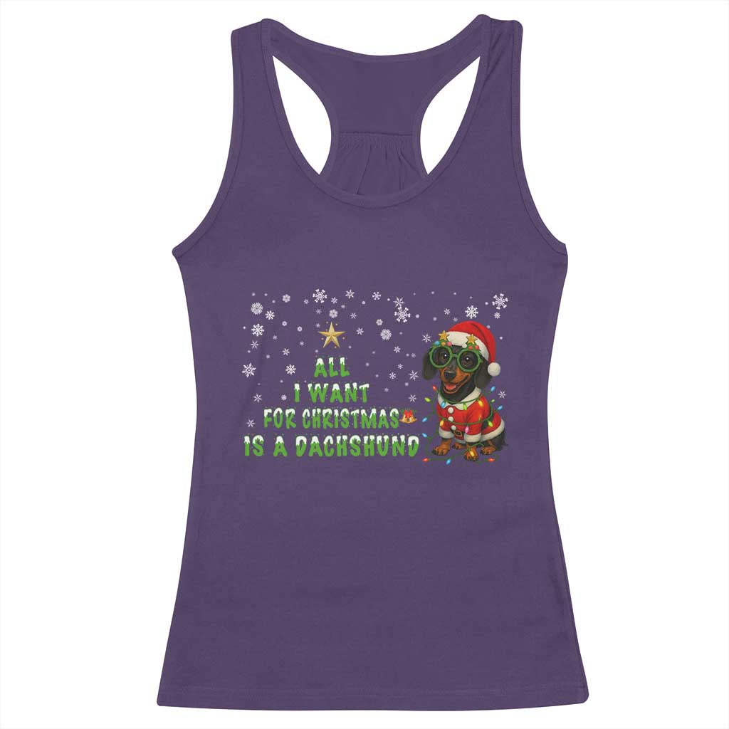 Christmas Dachshund Racerback Tank Top All I Want For Christmas Is A Dachshund - Wonder Print Shop