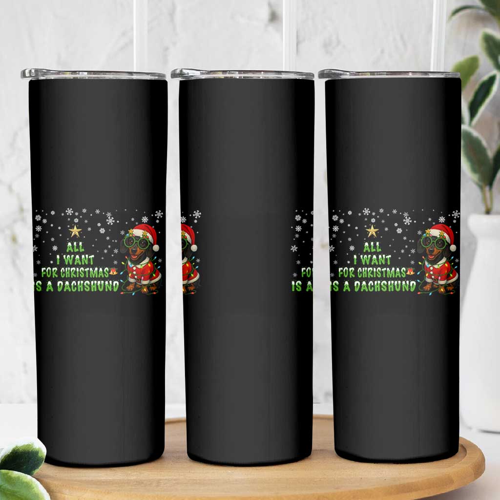 Christmas Dachshund Skinny Tumbler All I Want For Christmas Is A Dachshund