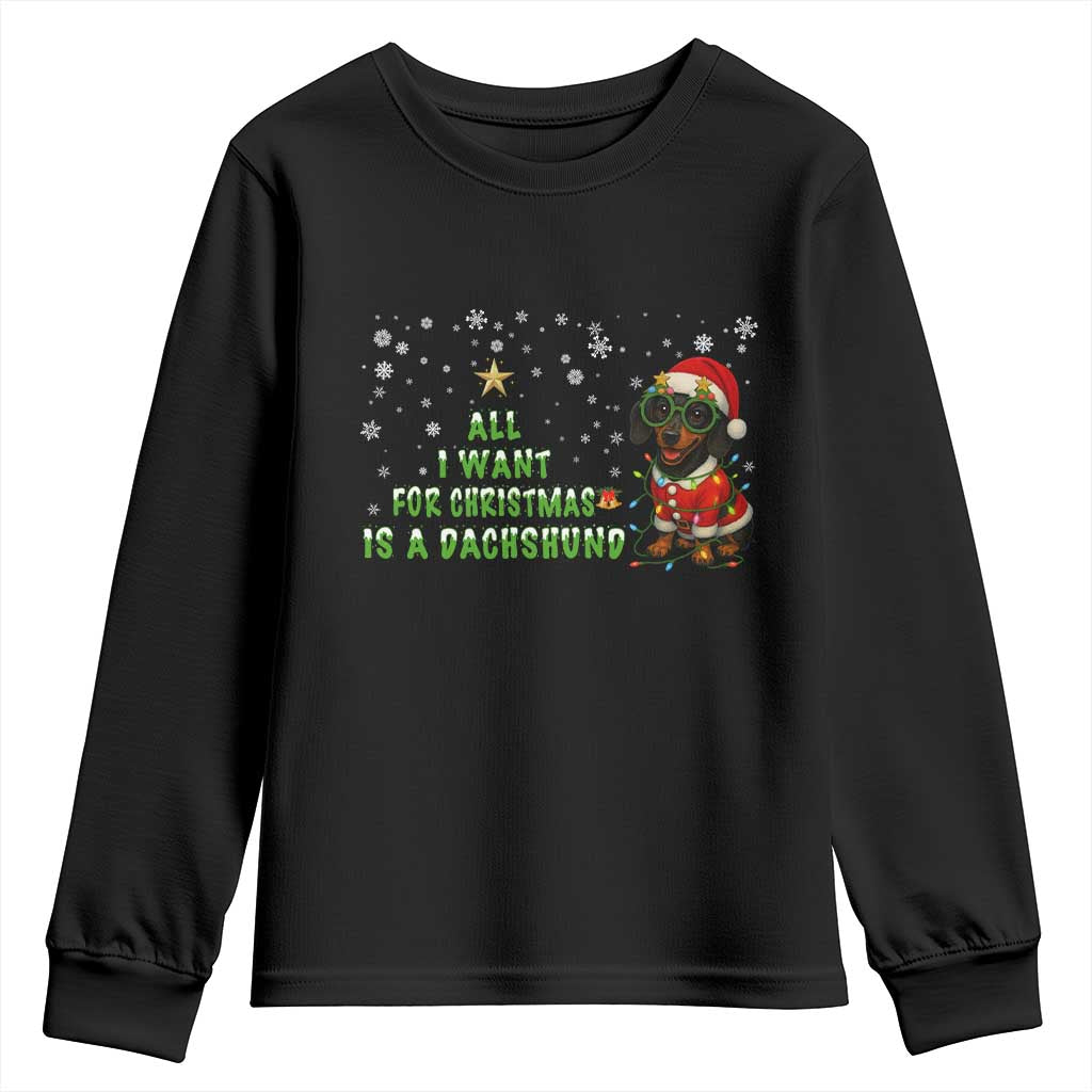 Christmas Dachshund Youth Sweatshirt All I Want For Christmas Is A Dachshund - Wonder Print Shop