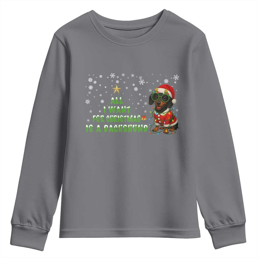 Christmas Dachshund Youth Sweatshirt All I Want For Christmas Is A Dachshund - Wonder Print Shop