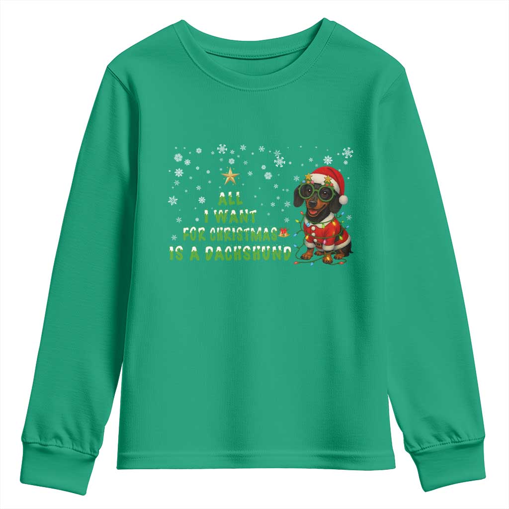 Christmas Dachshund Youth Sweatshirt All I Want For Christmas Is A Dachshund - Wonder Print Shop