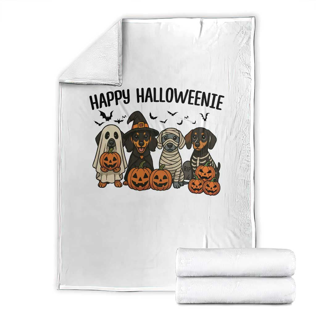 Funny Halloween Dachshund Throw Blanket Happy Halloweenie - Wonder Print Shop